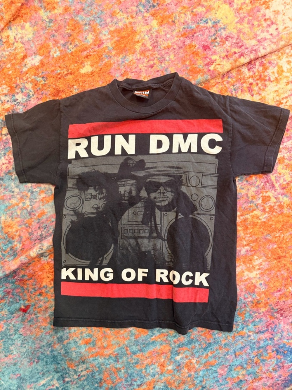 Vintage Run DMC King of Rock Graphic Tee Black Rap Hip Hop Shirt